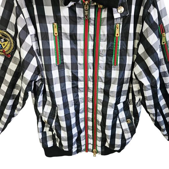 Brooklyn Basement Checkered Bomber Winter Jacket Punk Emo Ska Rocker Oversized - Picture 3 of 6